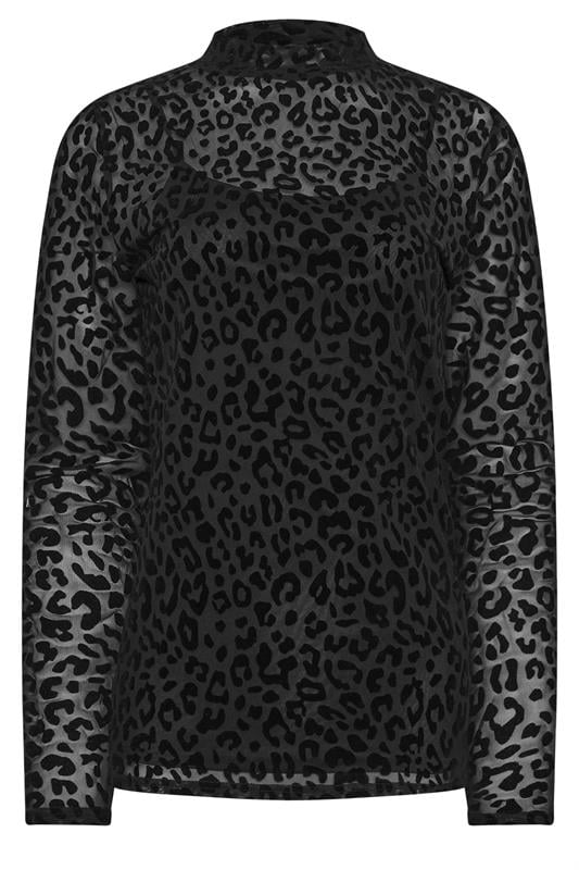 LTS Tall Black Burnout Animal High Neck Top | Long Tall Sally 1