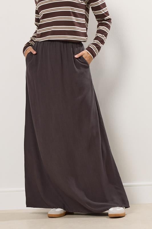 LTS Tall Chocolate Brown Acid Wash Side Split Maxi Skirt | Long Tall Sally 3