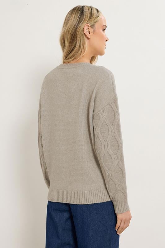 LTS Tall Natural Brown Cable Knit Jumper | Long Tall Sally 3