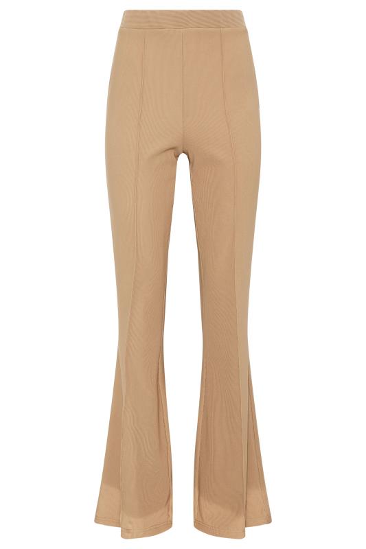 LTS Tall Women's Camel Brown Ribbed Kick Flare Trousers | Long Tall Sally  3