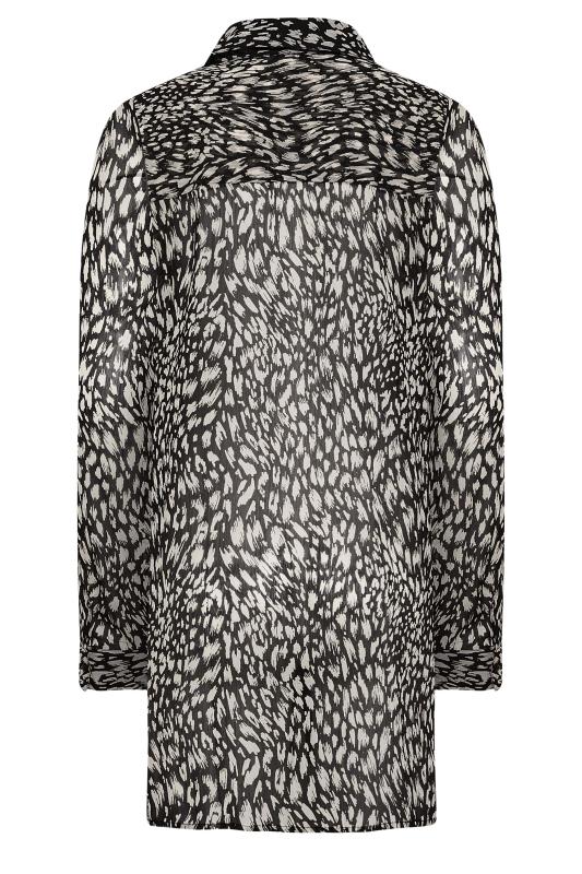 Tall Women's LTS Black Animal Leopard Print Longline Shirt | Long Tall Sally 7
