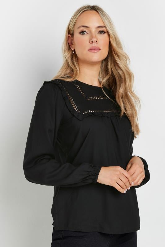 Tall  LTS Tall Black Woven Frill Blouse