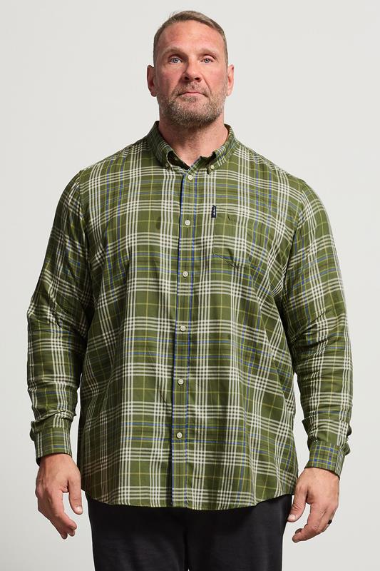 BEN SHERMAN Big & Tall Green Check Shirt