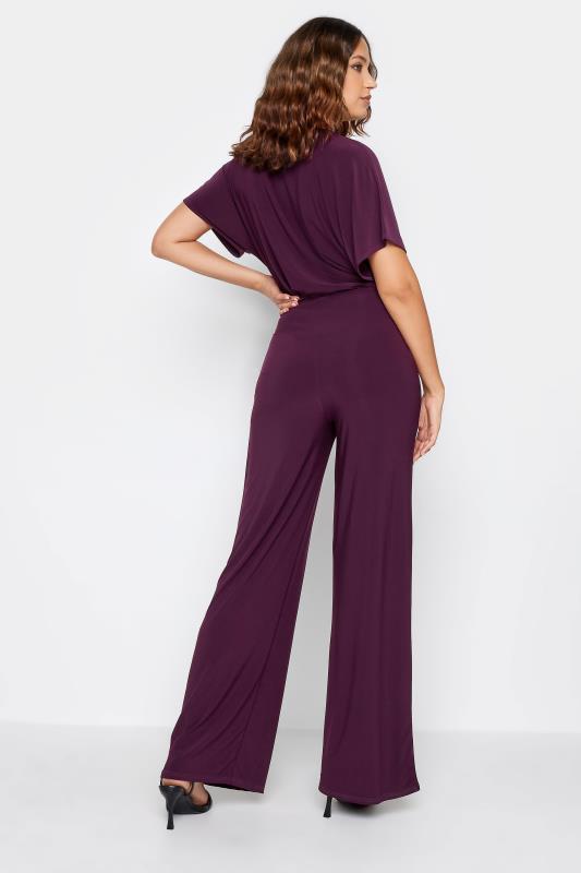 LTS Tall Dark Purple V-Neck Wrap Jumpsuit | Long Tall Sally  3