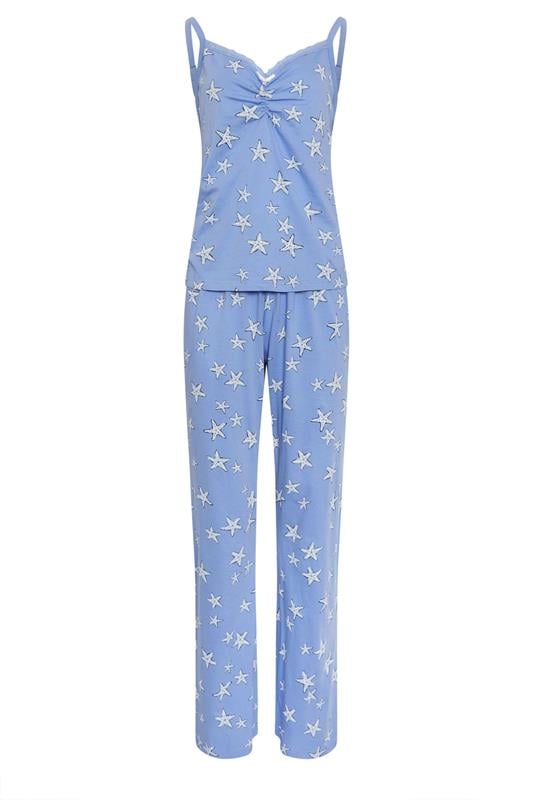 LTS Tall Women's Blue Starfish Print Cotton Wide Leg Pyjama Set | Long Tall Sally 5