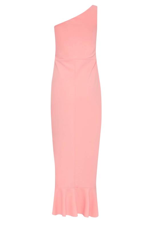 LTS Tall Women's Coral Pink One Shoulder Frill Dress | Long Tall Sally 7