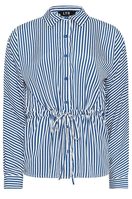 LTS Tall Women's Blue & White Stripe Tie Waist Shirt | Long Tall Sally 6