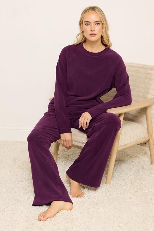 LTS Tall Women's Burgundy Red Fleece Lounge Top | Long Tall Sally 3