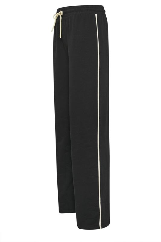 LTS Tall Black Pipe Detail Wide Leg Joggers | Long Tall Sally 2