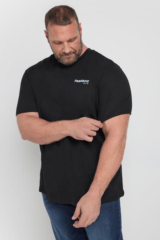 JACK & JONES Big & Tall Black 'Paradise' Printed T-Shirt