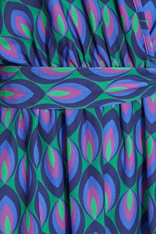 LTS Tall Women's Blue Geometric Print Midi Wrap Dress | Long Tall Sally 5