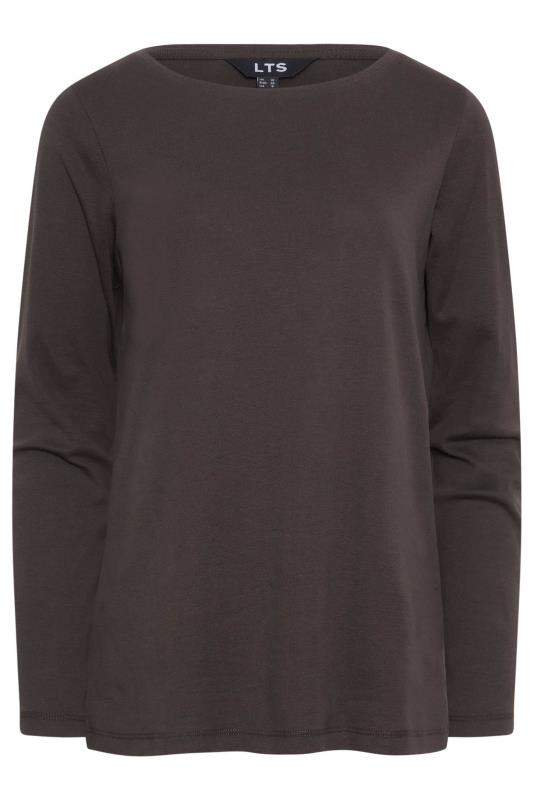 LTS Tall Dark Brown Long Sleeve Cotton T-Shirt | Long Tall Sally  4