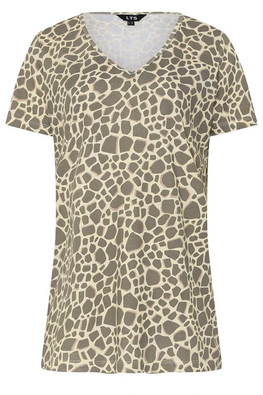 LTS Tall Grey Giraffe Print V-Neck T-Shirt | Long Tall Sally 5