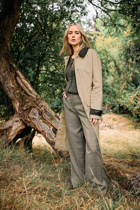 Tall  LTS Tall Beige Brown Check Wide Leg Trousers