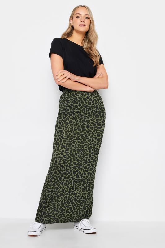 LTS Tall Khaki Green Animal Print Maxi Skirt | Long Tall Sally 1