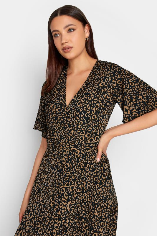 LTS Tall Women's Black Leopard Print Midaxi Wrap Dress | Long Tall Sally 4