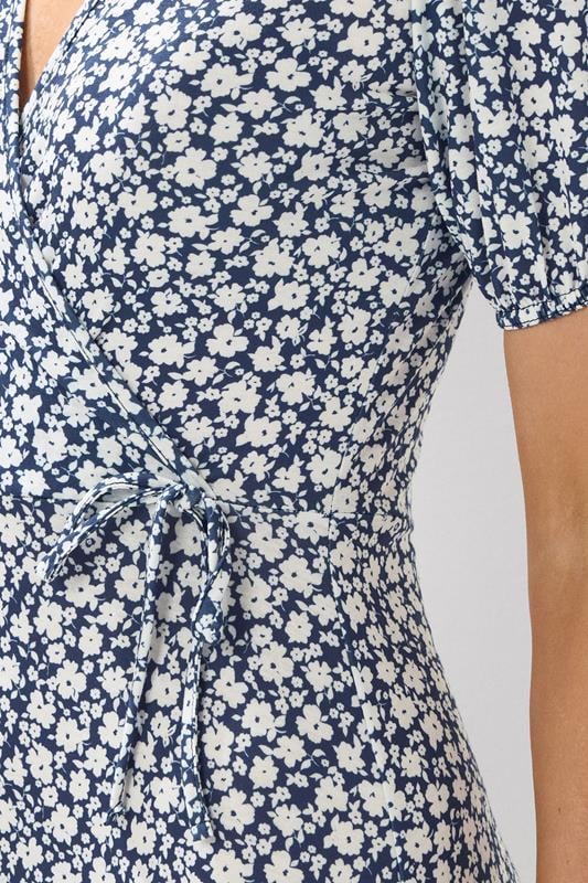 LTS Tall Navy Blue Ditsy Floral Print Wrap Maxi Dress | Long Tall Sally 4