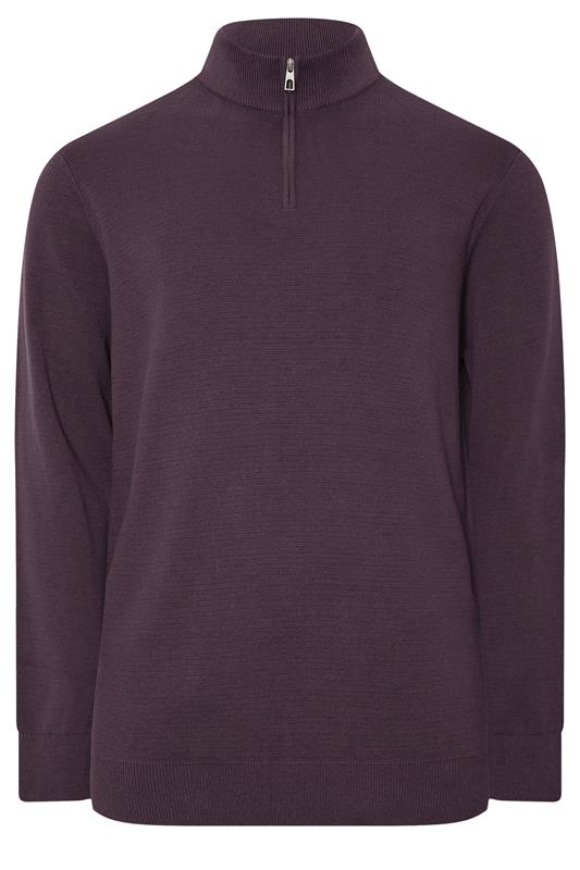 BadRhino Big & Tall Plum Purple Milano Quarter Zip Jumper | BadRhino 6