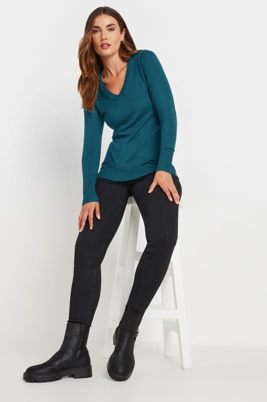 LTS Tall Green V-neck Long Sleeve Jumper | Long Tall Sally 2