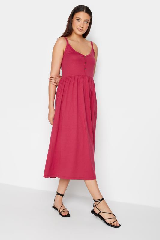 LTS Tall Hot Pink Button Through Midi Cami Dress | Long Tall Sally  2