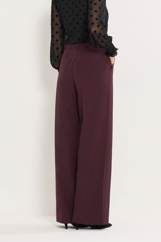 LTS Tall Dark Red Seam Front Wide Leg Trousers | Long Tall Sally 3