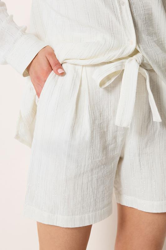 LTS Tall Woman's Cream Metallic Tie Front Shorts | Long Tall Sally 5