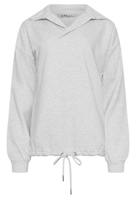 LTS Tall Grey Marl Drawstring Cross Over Sweatshirt | Long Tall Sally 5