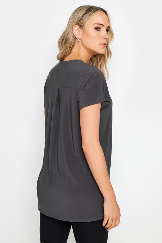 LTS Tall Women's Charcoal Grey Zip Detail T-Shirt | Long Tall Sally 3