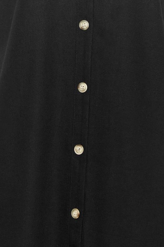 LTS Tall Women's Black Linen Look Button Through Shirt Dress | Long Tall Sally  5