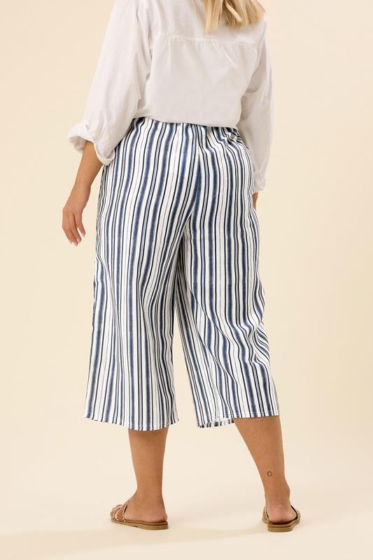 YOURS Plus Size Blue Linen Look Culottes  | Yours Clothing 3