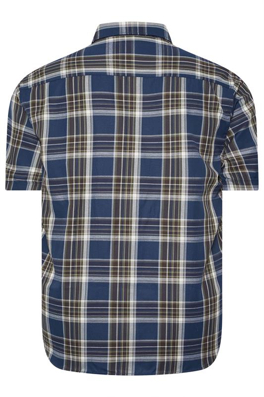 KAM Big & Tall Navy Blue Check Shirt | BadRhino 5
