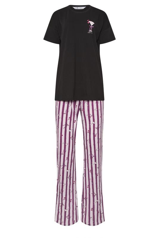 LTS Tall Women's Black 'Happy Hour' Cocktail Wide Leg Pyjama Set | Long Tall Sally 5