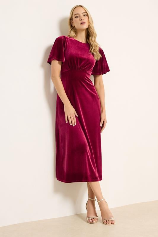 Tall  LTS Tall Red Velour Midi Tea Dress