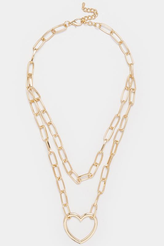Gold Tone Pendant Heart Layered Chain Necklace | Yours Clothing 2