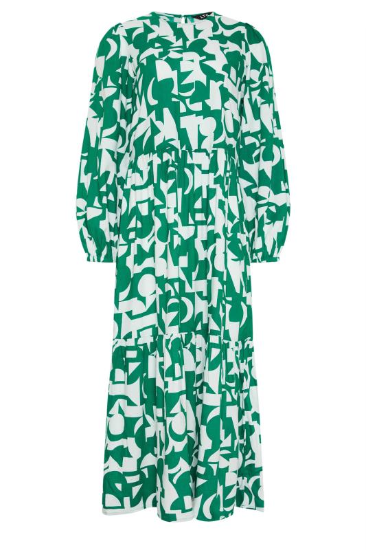LTS Tall Womens Green Abstract Print Tiered Maxi Dress | Long Tall Sally  5