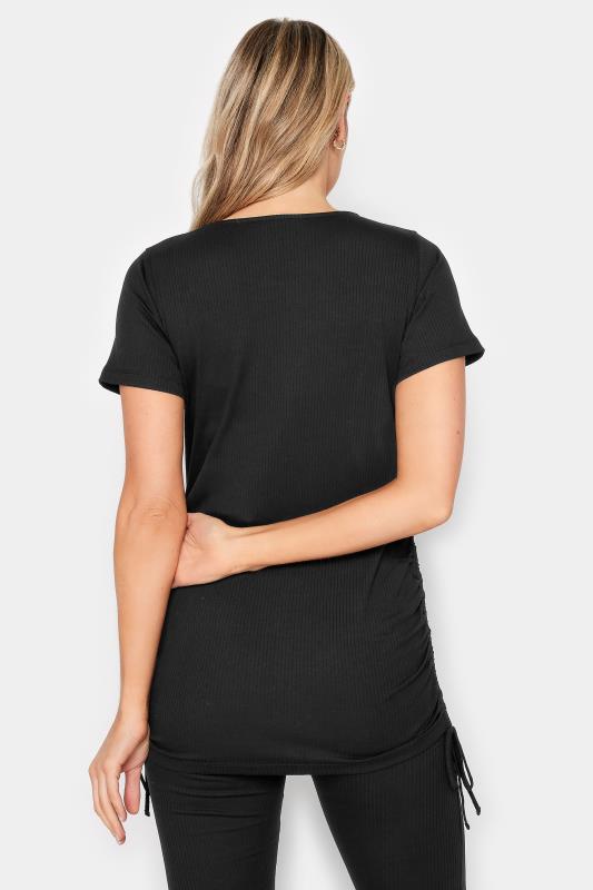 LTS Tall Womens Maternity Black Ribbed Ruched T-Shirt | Long Tall Sally 3
