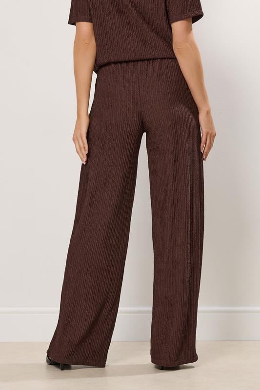 LTS Tall Brown Textured Elasticated Waist Trousers | Long Tall Sally 3