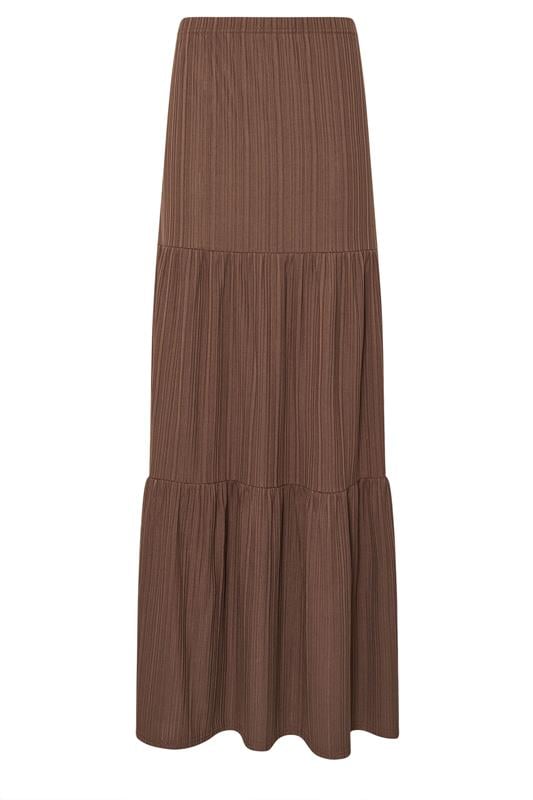 Tall  LTS Tall Chocolate Brown Textured Tiered Maxi Skirt