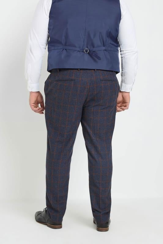 BadRhino Tailoring Big & Tall Blue & Red Checked Suit Trousers | BadRhino 3