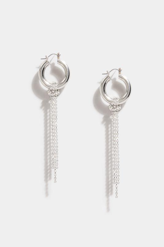 Silver Tone Diamante Tassel Drop Earrings | Yours Clothing 1