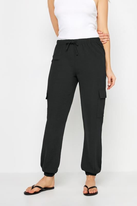 LTS Tall Women's Black Crepe Cuffed Cargo Trousers | Long Tall Sally 2