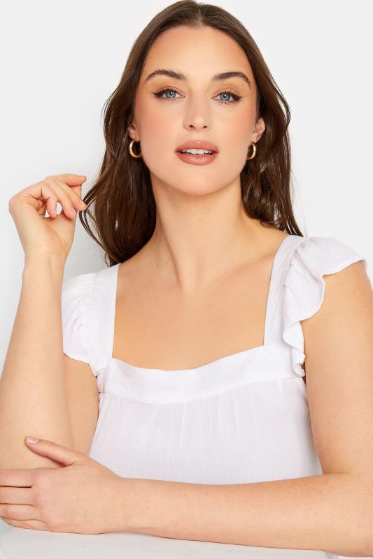 LTS Tall Women's White Crinkle Frill Top | Long Tall Sally 5