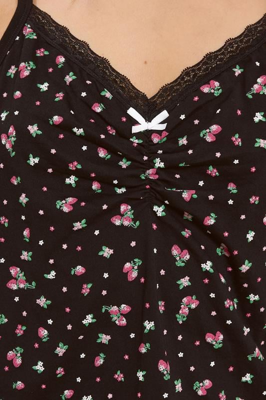 LTS Tall Women's Black Ditsy Floral & Berry Cotton Pyjama Set | Long Tall Sally 4