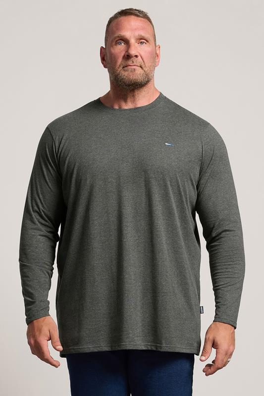BadRhino Big & Tall Charcoal Grey Extra Long Long Sleeve T-Shirt