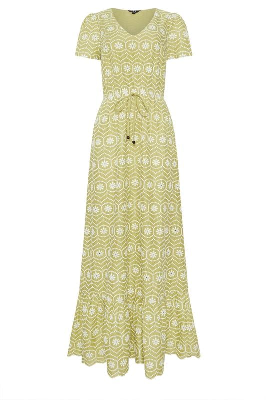 LTS Tall Women's Lime Green Floral Embroidered Cotton Maxi Dress | Long Tall Sally 6