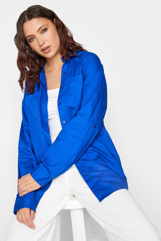 LTS Tall Women's Cobalt Blue Oversized Cotton Shirt | Long Tall Sally 4