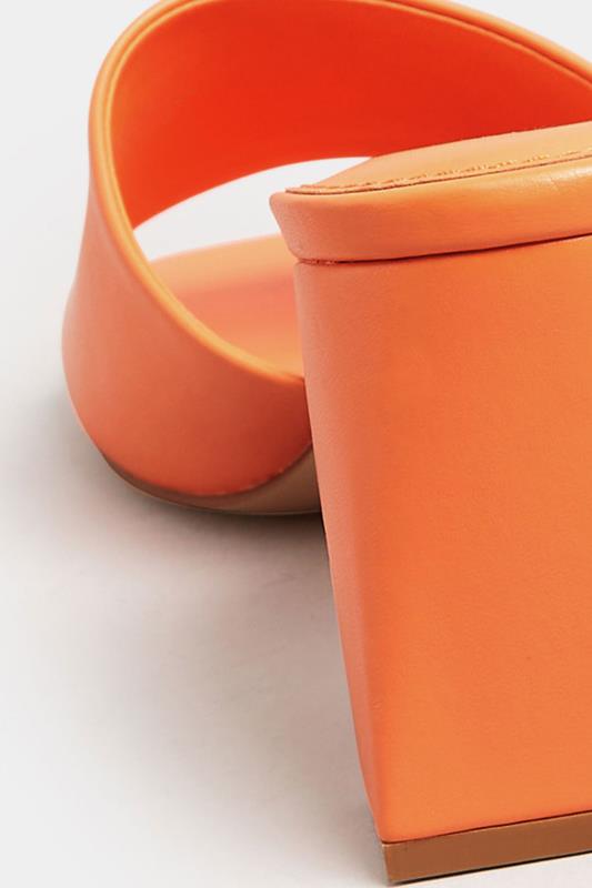 LTS Orange Faux Leather Block Heel Mules In Standard Fit | Long Tall Sally 4