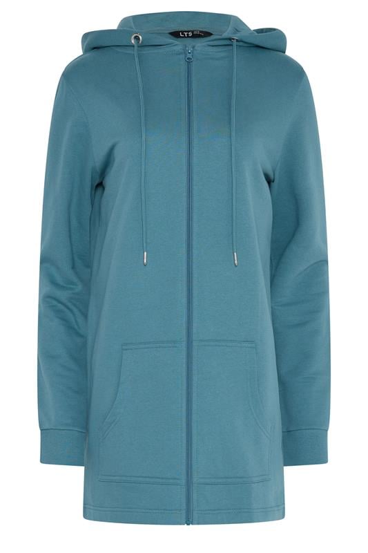 LTS Tall Women's Teal Blue Cotton Longline Zip Hoodie | Long Tall Sally 5