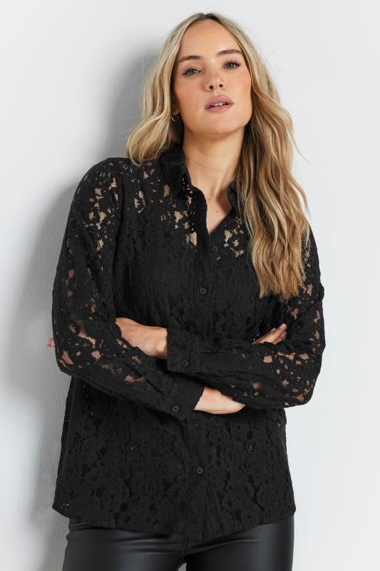 LTS Tall Black Lace Long Sleeve Shirt | Long Tall Sally 2