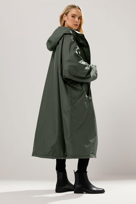 LTS Tall Khaki Green Waterproof Fleece Lined Robe | Long Tall Sally 3